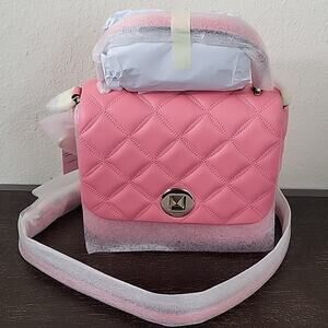 Kate Spade Natalia Square Pink Quilted Leather Flap Crossbody Purse Handbag NEW